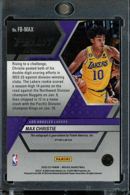 2022 Panini Mosaic Max Christie Rookie Auto Fast Break Lakers - Trading Card Market