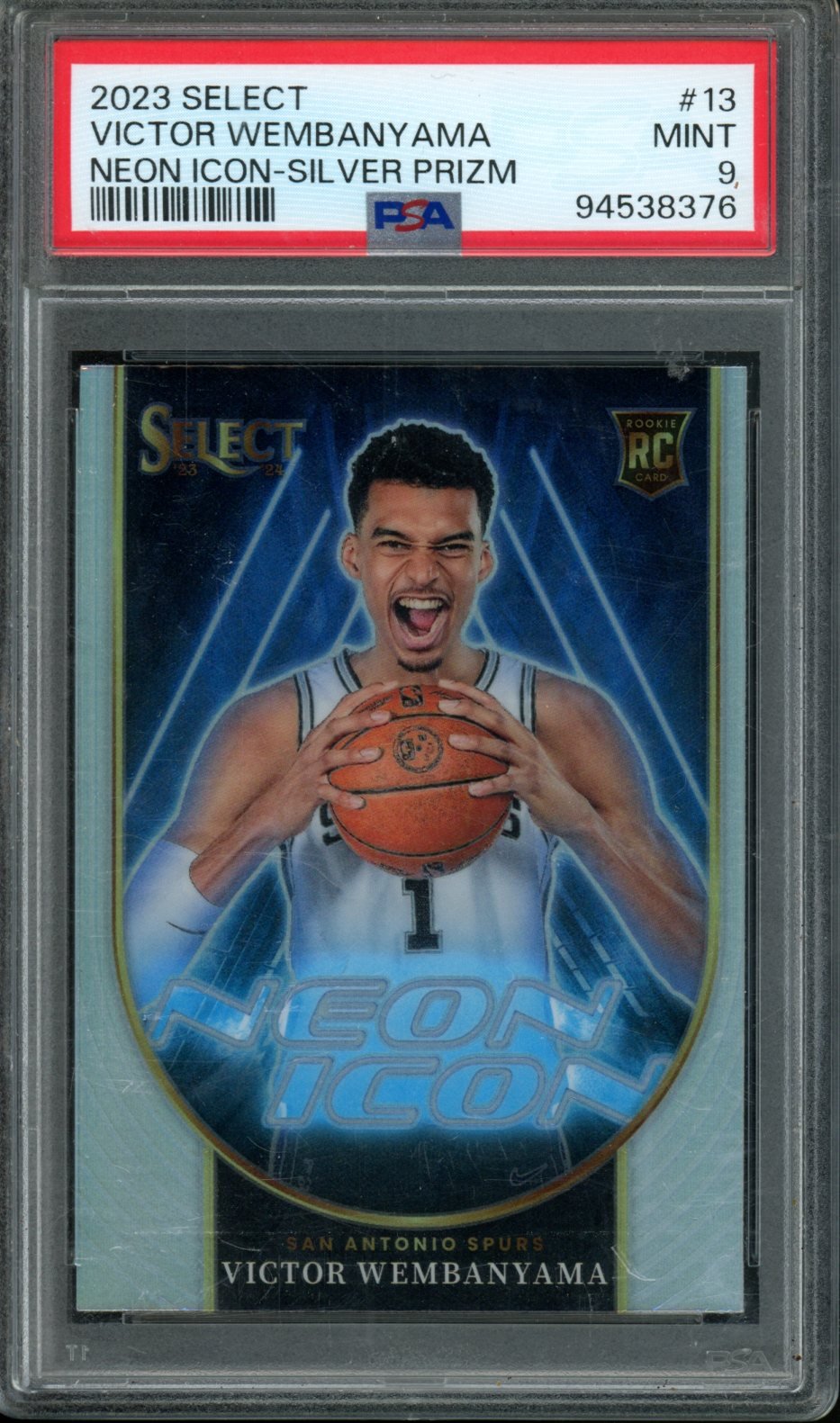 2023 Panini Select Victor Wembanyama Neon Icon Rookie Silver PSA 9 Spurs - Trading Card Market