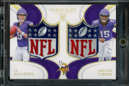2024 Panini Immaculate J.J. McCarthy/Dallas Turner Dual Rookie NFL Shield 1/1 Vikings - Trading Card Market