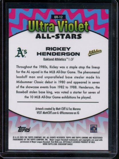 2025 Topps Chrome Rickey Henderson Ultra Violet All - Stars SSP Athletics - Trading Card Market