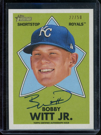 2020 Topps Heritage Minor league Bobby Witt Jr. 1971 All - Star Rookie Auto /50 Royals - Trading Card Market