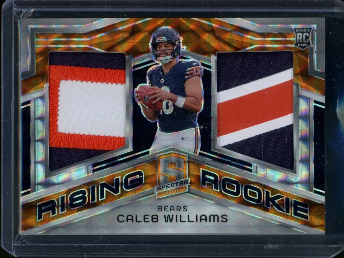 2024 Panini Spectra Caleb Williams Rising Rookie Dual Patch Orange Neon /10 Bears - Trading Card Market