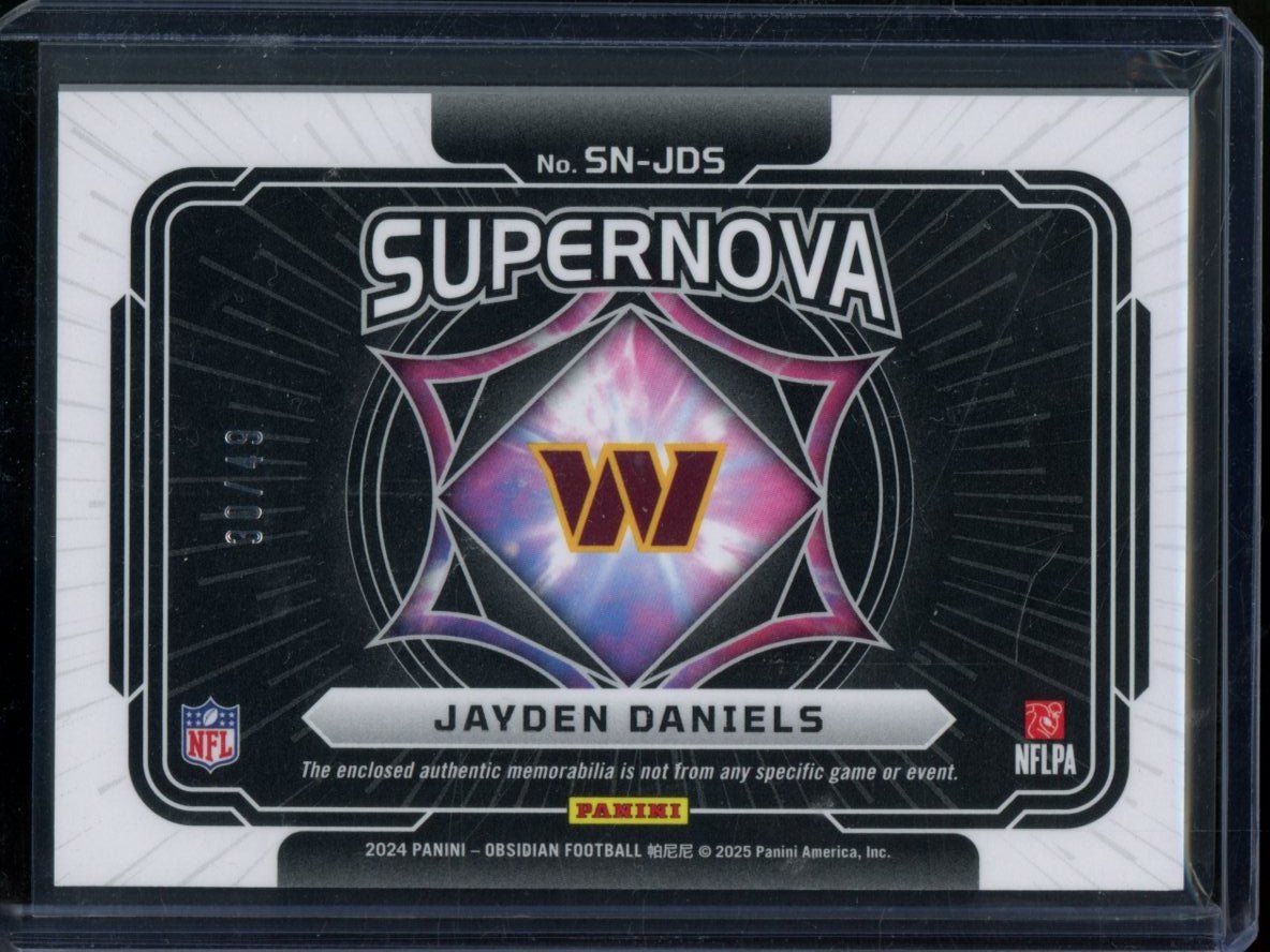 2024 Panini Obsidian Jayden Daniels Supernova Rookie Patch Purple /49 Commanders - Trading Card Market