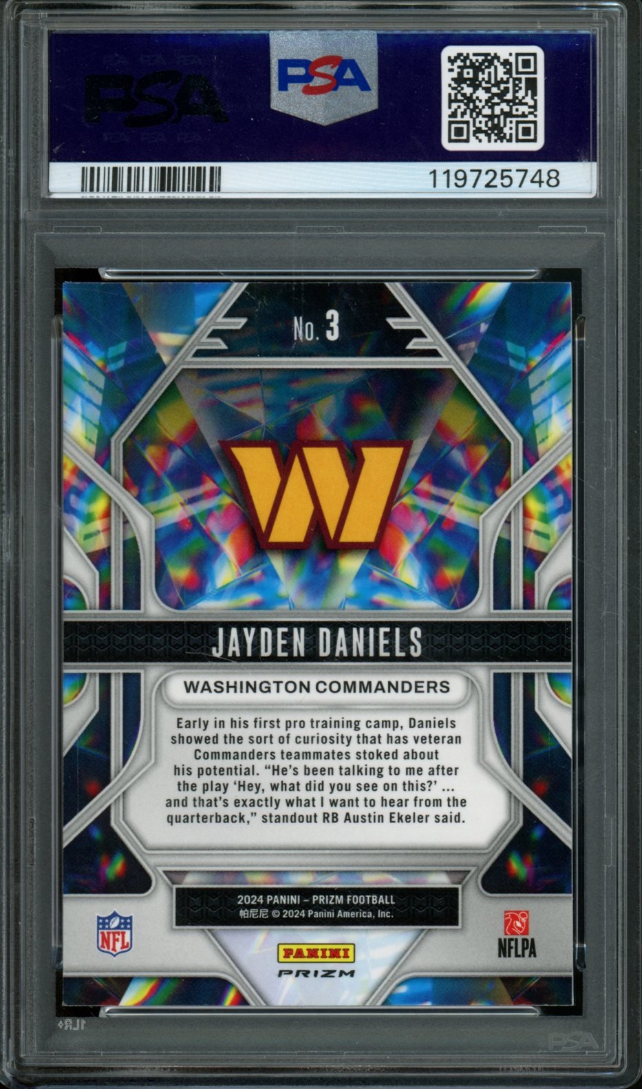 2024 Panini Prizm Jayden Daniels Prizmatic Rookie Green Wave PSA 9 Commanders - Trading Card Market