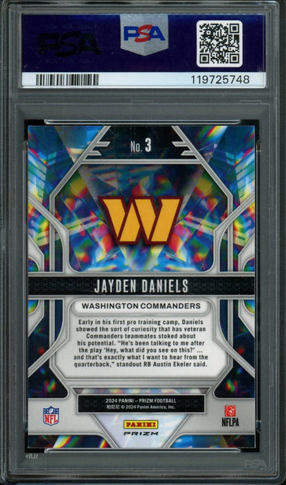 2024 Panini Prizm Jayden Daniels Prizmatic Rookie Green Wave PSA 9 Commanders - Trading Card Market