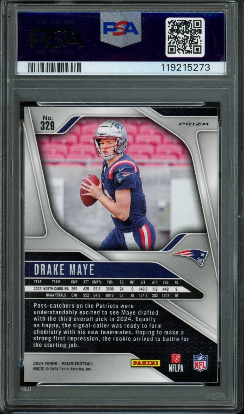 2024 Panini Prizm Drake Maye Rookie Lazer PSA 10 Patriots - Trading Card Market