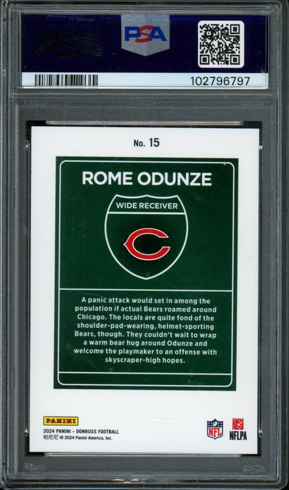 2024 Panini Donruss Rome Odunze Downtown Rookie SSP PSA 9 Bears - Trading Card Market