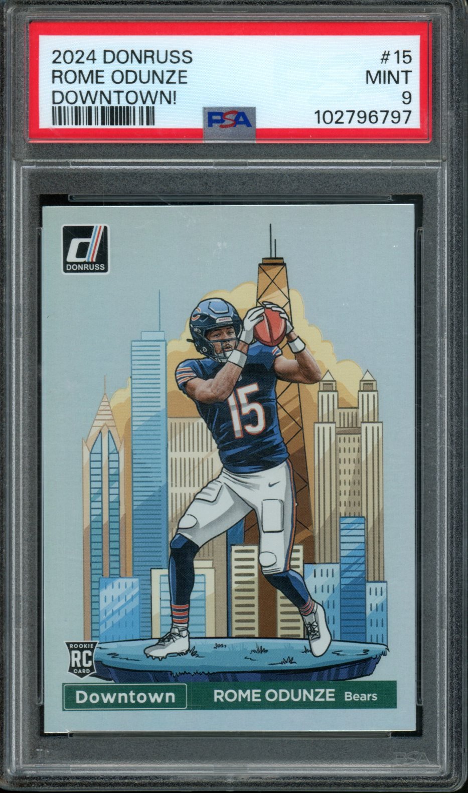 2024 Panini Donruss Rome Odunze Downtown Rookie SSP PSA 9 Bears - Trading Card Market