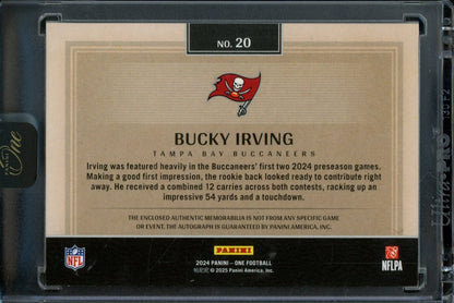 2024 Panini One Bucky Irving Rookie Patch Auto Gold /10 Buccaneers - Trading Card Market