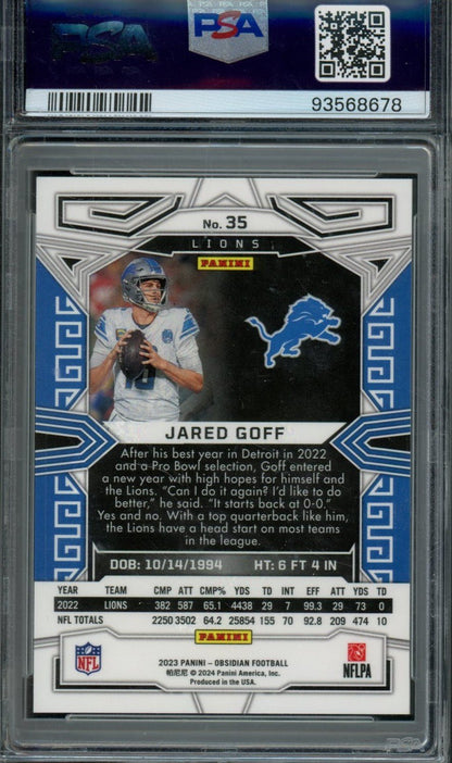 2023 Panini Obisdian Jared Goff Electric Etch Contra PSA 10 Lions - Trading Card Market