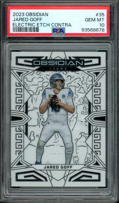2023 Panini Obisdian Jared Goff Electric Etch Contra PSA 10 Lions - Trading Card Market