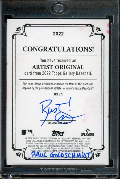 2022 Topps Gallery Paul Goldschmidt Sketch Card Artist Original Auto Cardinals - Trading Card Market