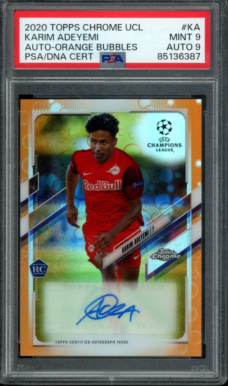 2020 Topps Chrome Karim Adeyemi Rookie Auto Orange Bubbles PSA 9 Salzburg FC - Trading Card Market