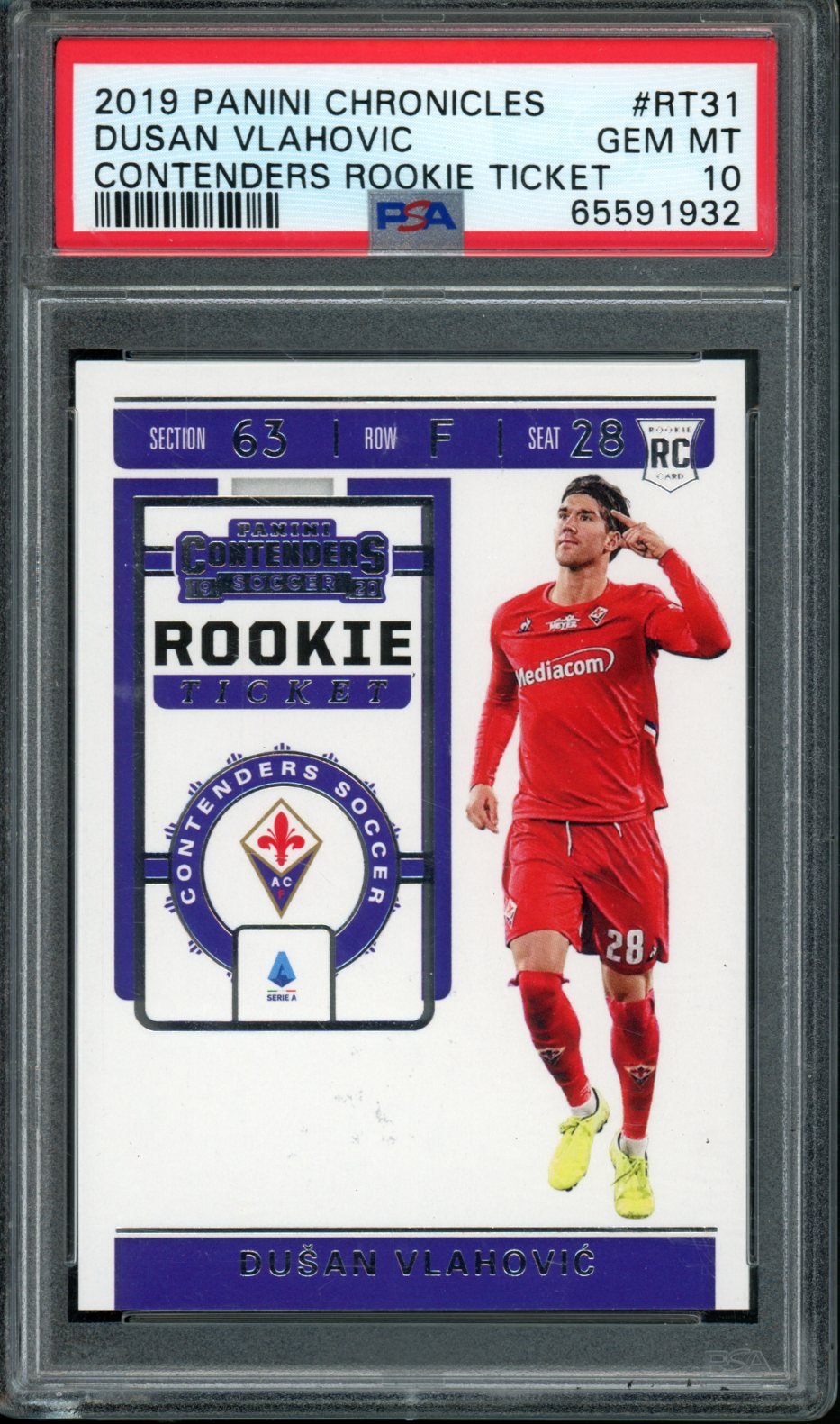 2019 Panini Chronicles Dusan Vlahovic Contenders Rookie Ticket PSA 10 ACF Fiorentina - Trading Card Market