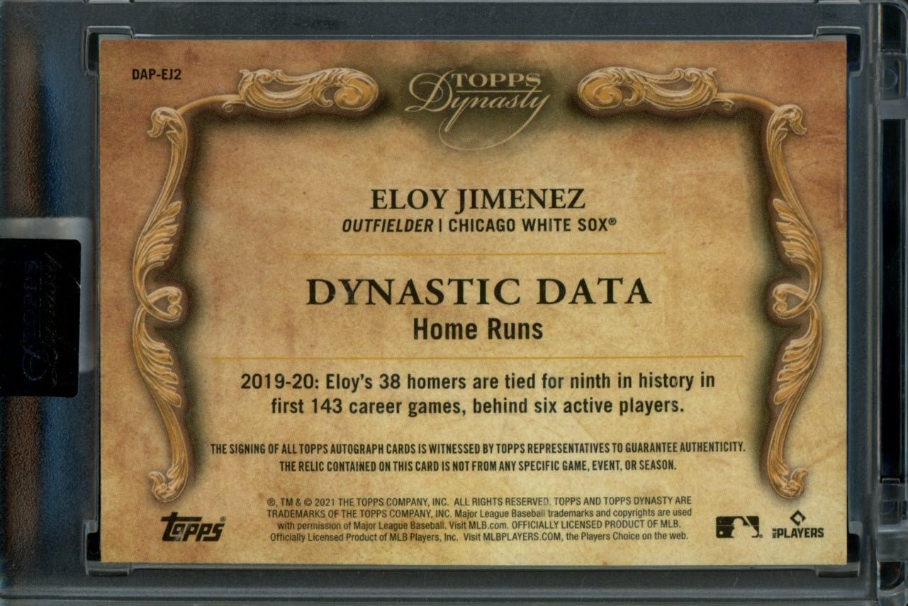 2021 Topps Dynasty Eloy Jimenez Dynastic Data Patch Auto /5 White Sox - Trading Card Market