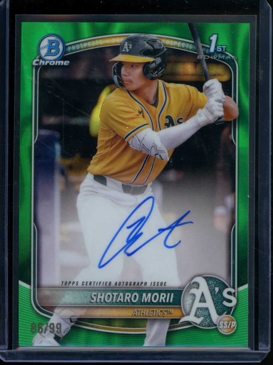 2025 Bowman Chrome Shotaro Morii 1st Auto Green Wave /99 Athletics - Trading Card Market