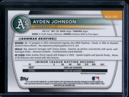 2025 Bowman Chrome Ayden Johnson 1st Geometric /499 Athletics - Trading Card Market