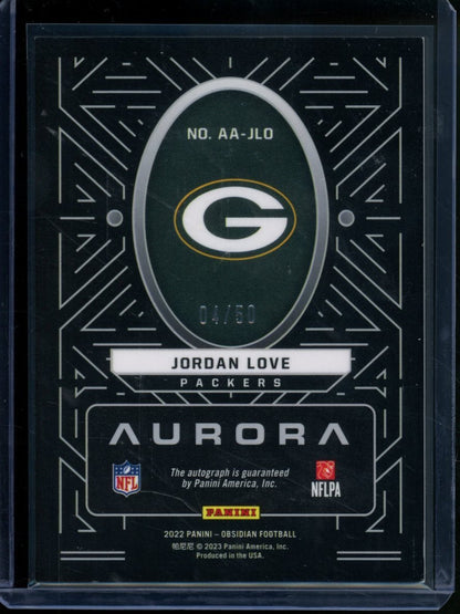 2022 Panini Obsidian Jordan Love Aurora Auto Electric Etch Green /50 Packers - Trading Card Market