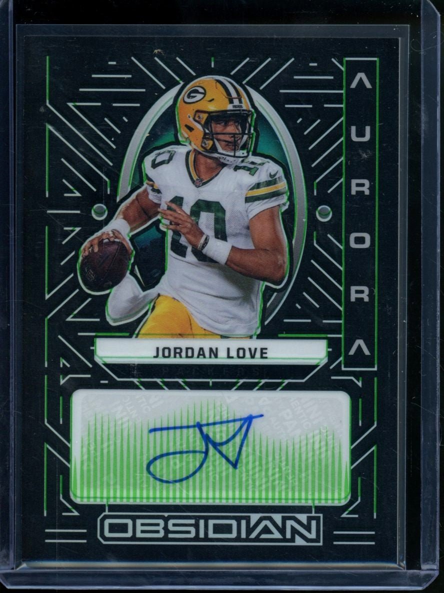 2022 Panini Obsidian Jordan Love Aurora Auto Electric Etch Green /50 Packers - Trading Card Market