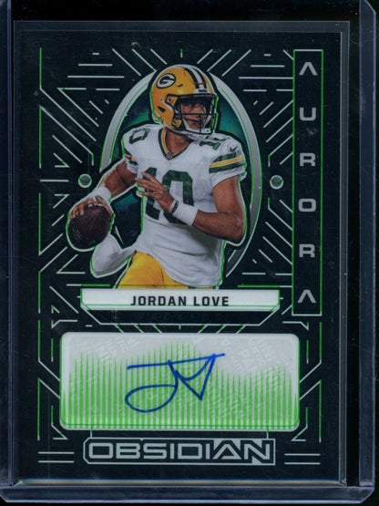 2022 Panini Obsidian Jordan Love Aurora Auto Electric Etch Green /50 Packers - Trading Card Market