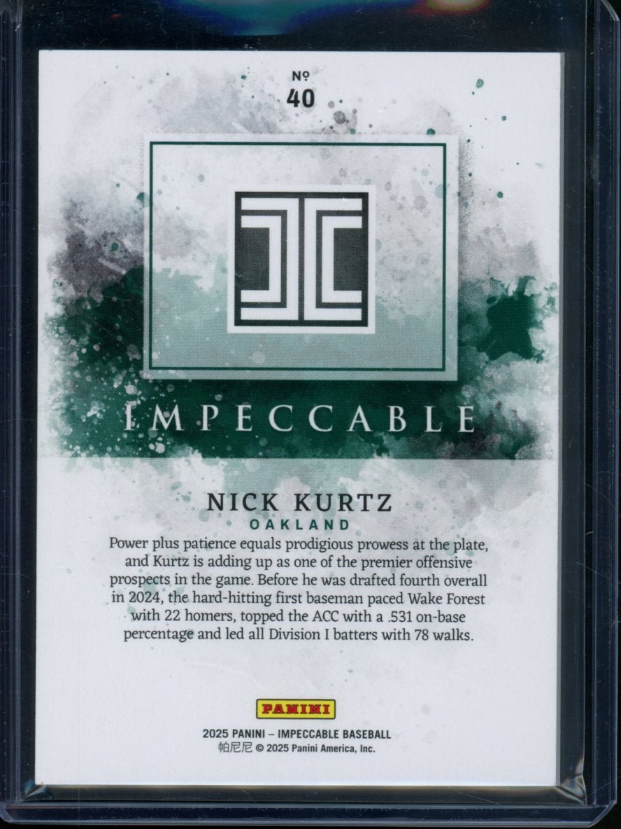 2025 Panini Impeccable Nick Kurtz /25 Athletics - Trading Card Market