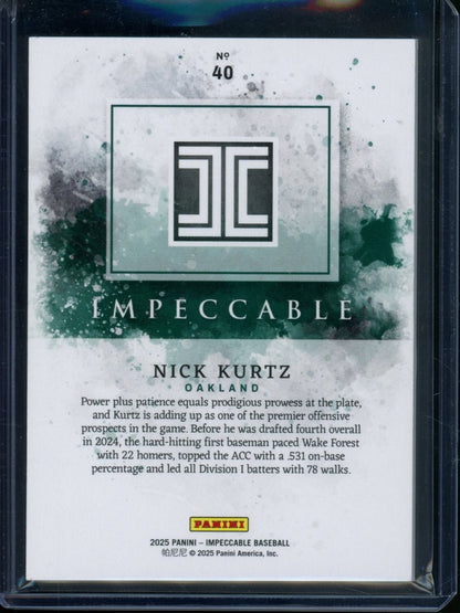 2025 Panini Impeccable Nick Kurtz /25 Athletics - Trading Card Market