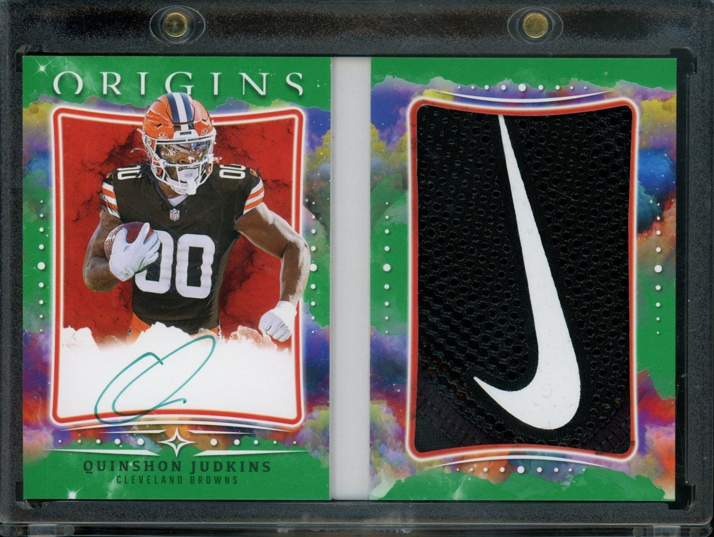 2025 Panini Origins Quinshon Judkins Booklet Rookie Glove Patch Auto /2 Browns - Trading Card Market