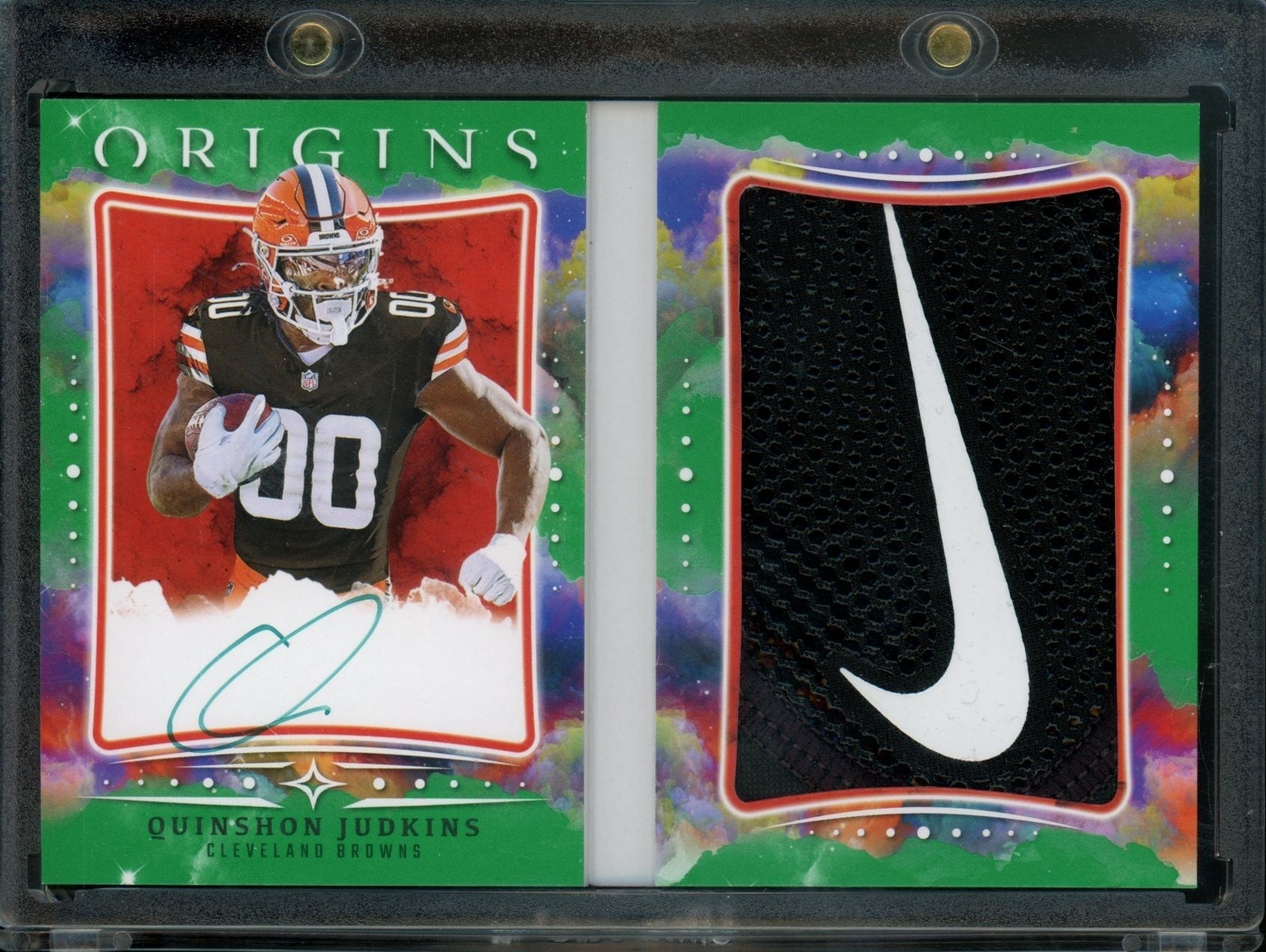 2025 Panini Origins Quinshon Judkins Booklet Rookie Glove Patch Auto /2 Browns - Trading Card Market
