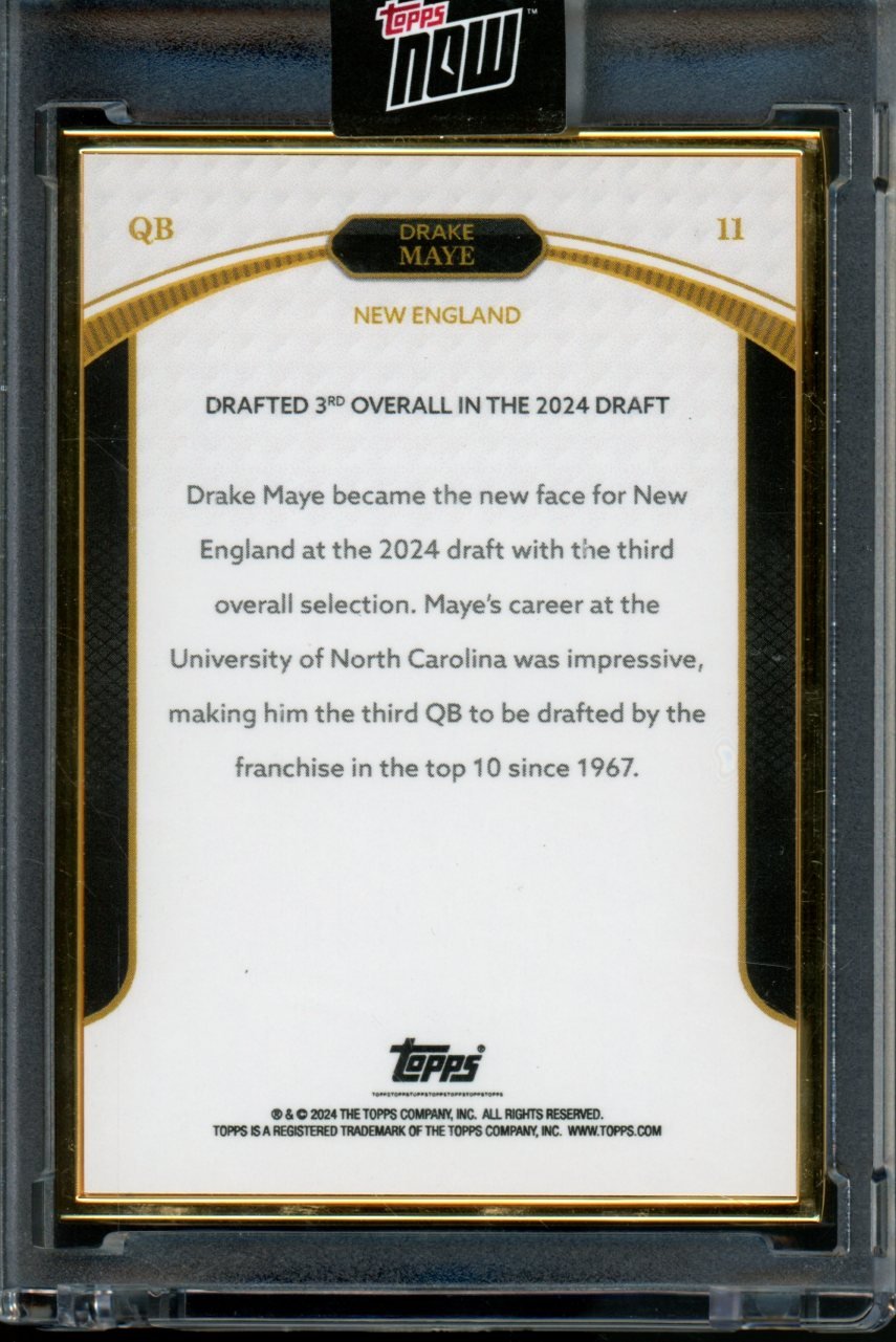 2024 Topps Now Rookie Campaign Drake Maye 3rd Overall Green /99 Patriots - Trading Card Market