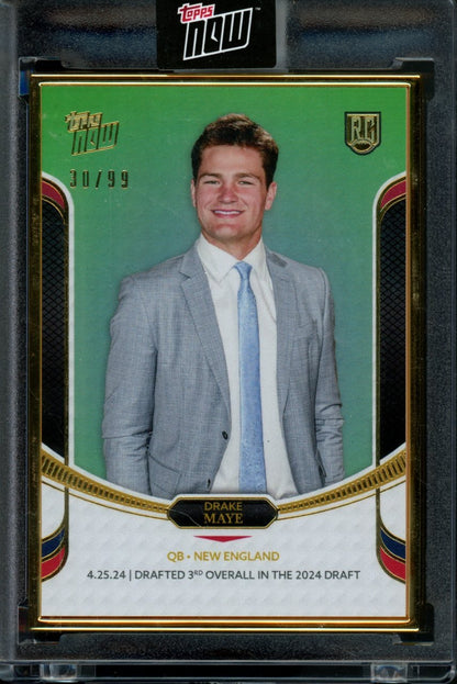 2024 Topps Now Rookie Campaign Drake Maye 3rd Overall Green /99 Patriots - Trading Card Market