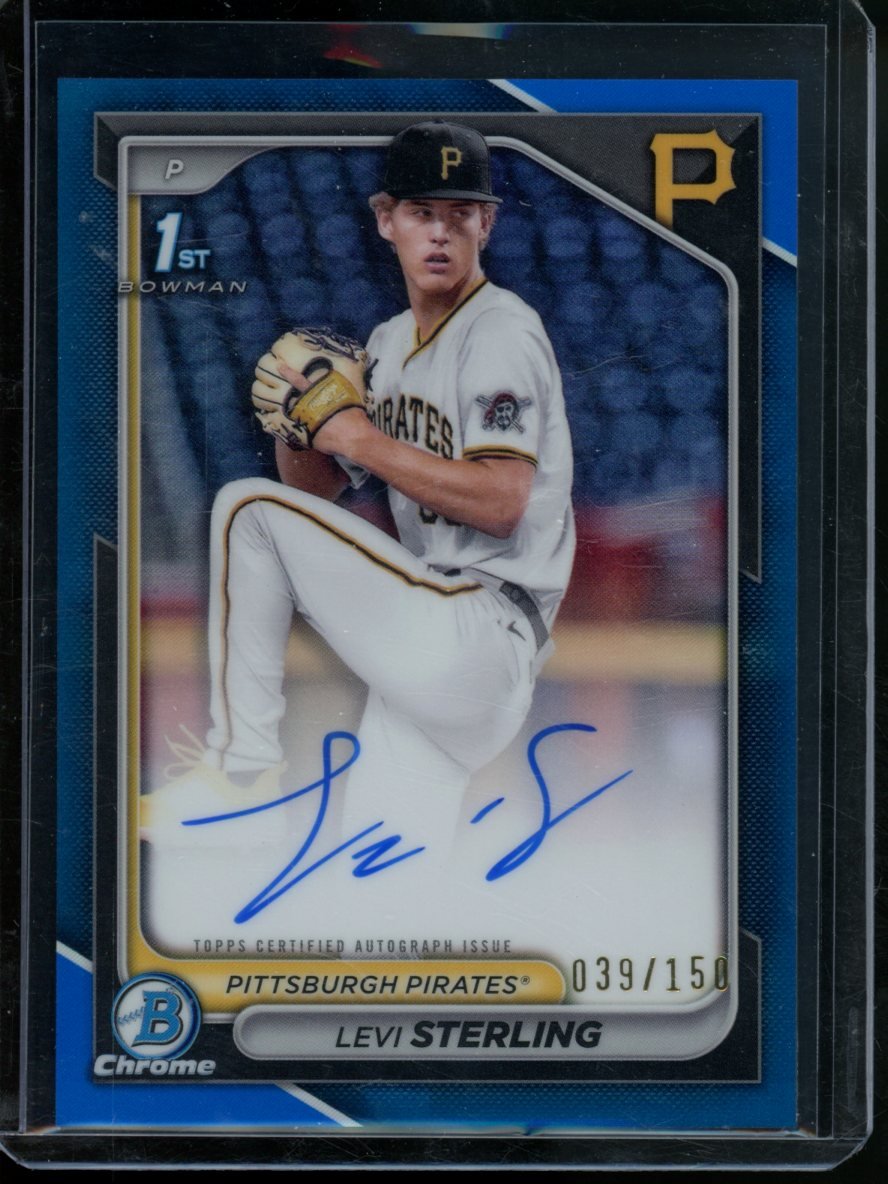 2024 Bowman Chrome Levi Sterling 1st Auto Blue /150 Pirates - Trading Card Market