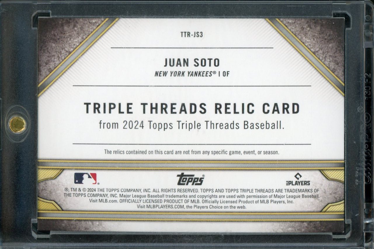 2024 Topps Triple Threads Juan Soto Average Leader Triple Patch /36 Yankees - Trading Card Market