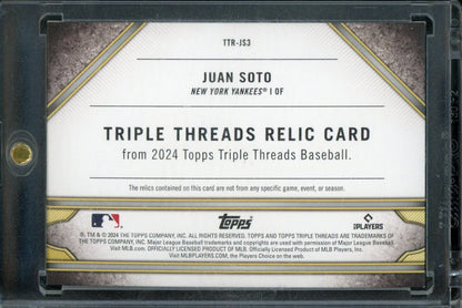2024 Topps Triple Threads Juan Soto Average Leader Triple Patch /36 Yankees - Trading Card Market