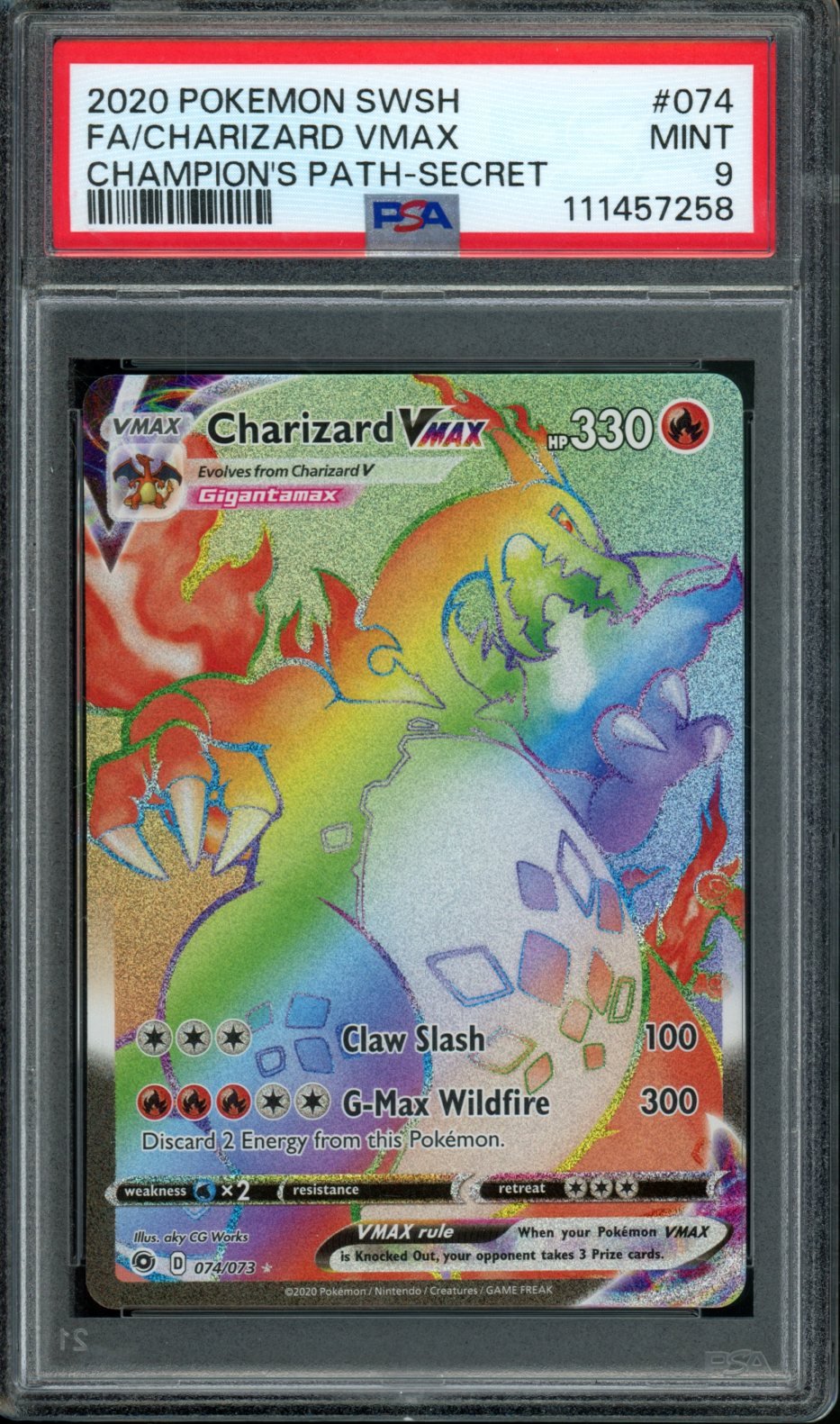 2020 Pokemon SWSH Champions Path Charizard Vmax 074 Secret Rare PSA 9 - Trading Card Market