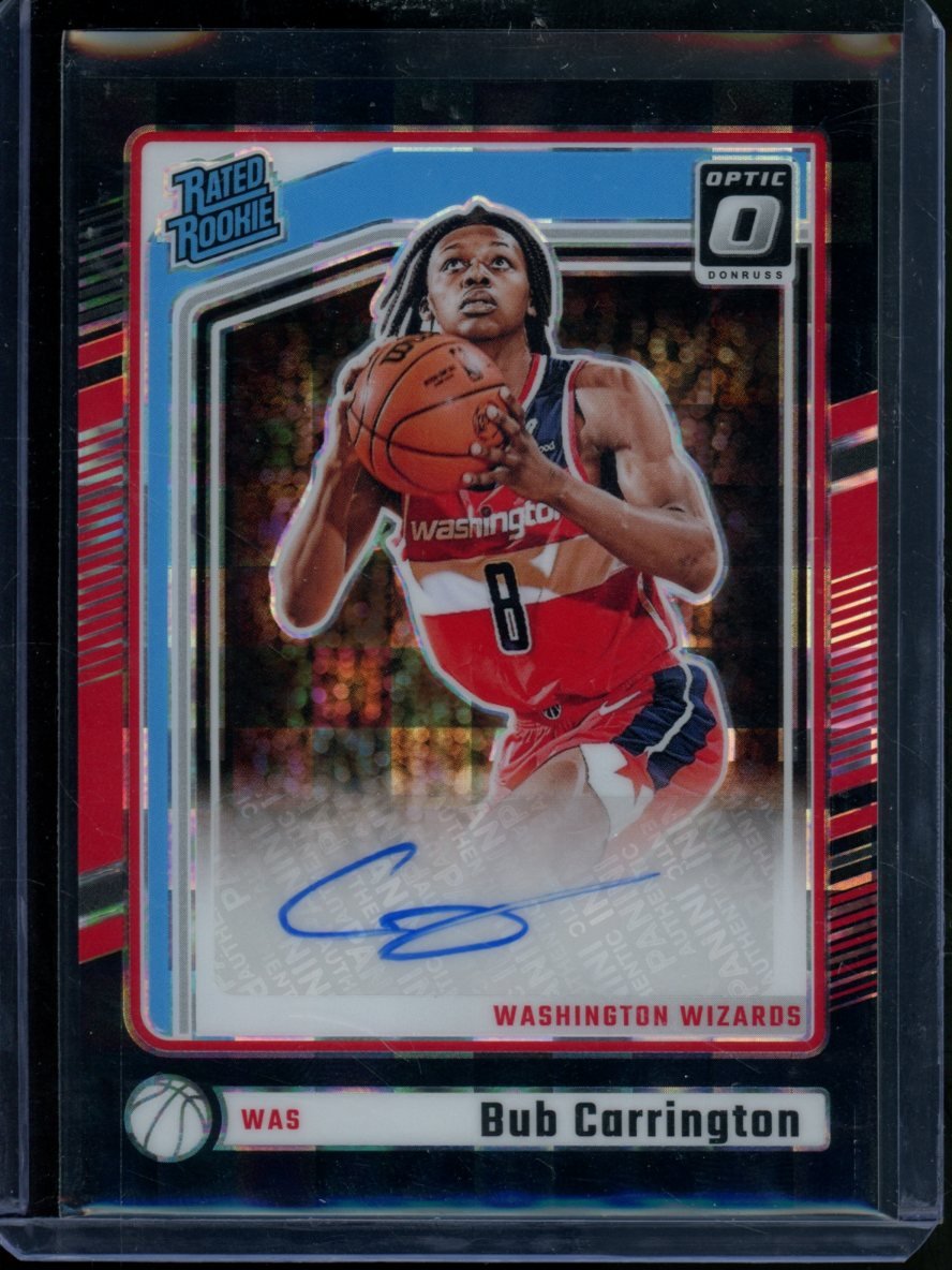 2024 Panini Donruss Optic Bub Carrington Rated Rookie Auto Black Pandora /25 Wizards - Trading Card Market