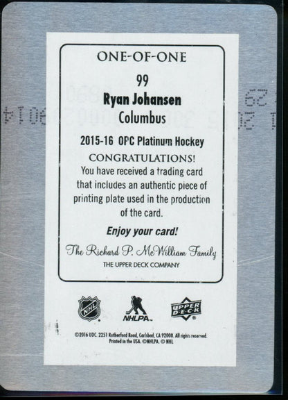 2016 Upper Deck O - Pee - Chee Platinum Ryan Johansen Printing Plate 1/1 Blue Jackets - Trading Card Market