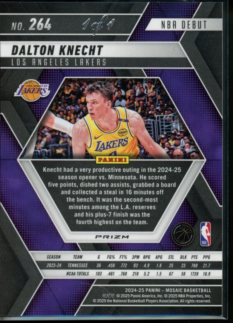 2025 Panini Mosaic Dalton Knecht Rookie 1/1 Disco NBA Debut Lakers - Trading Card Market