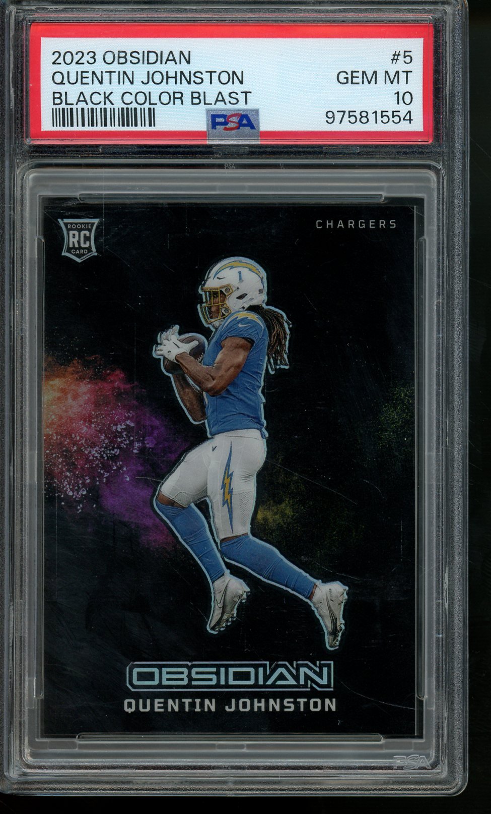 2023 Panini Obsidian Quentin Johnston Rookie Black Color Blast Case Hit PSA 10 Chargers - Trading Card Market