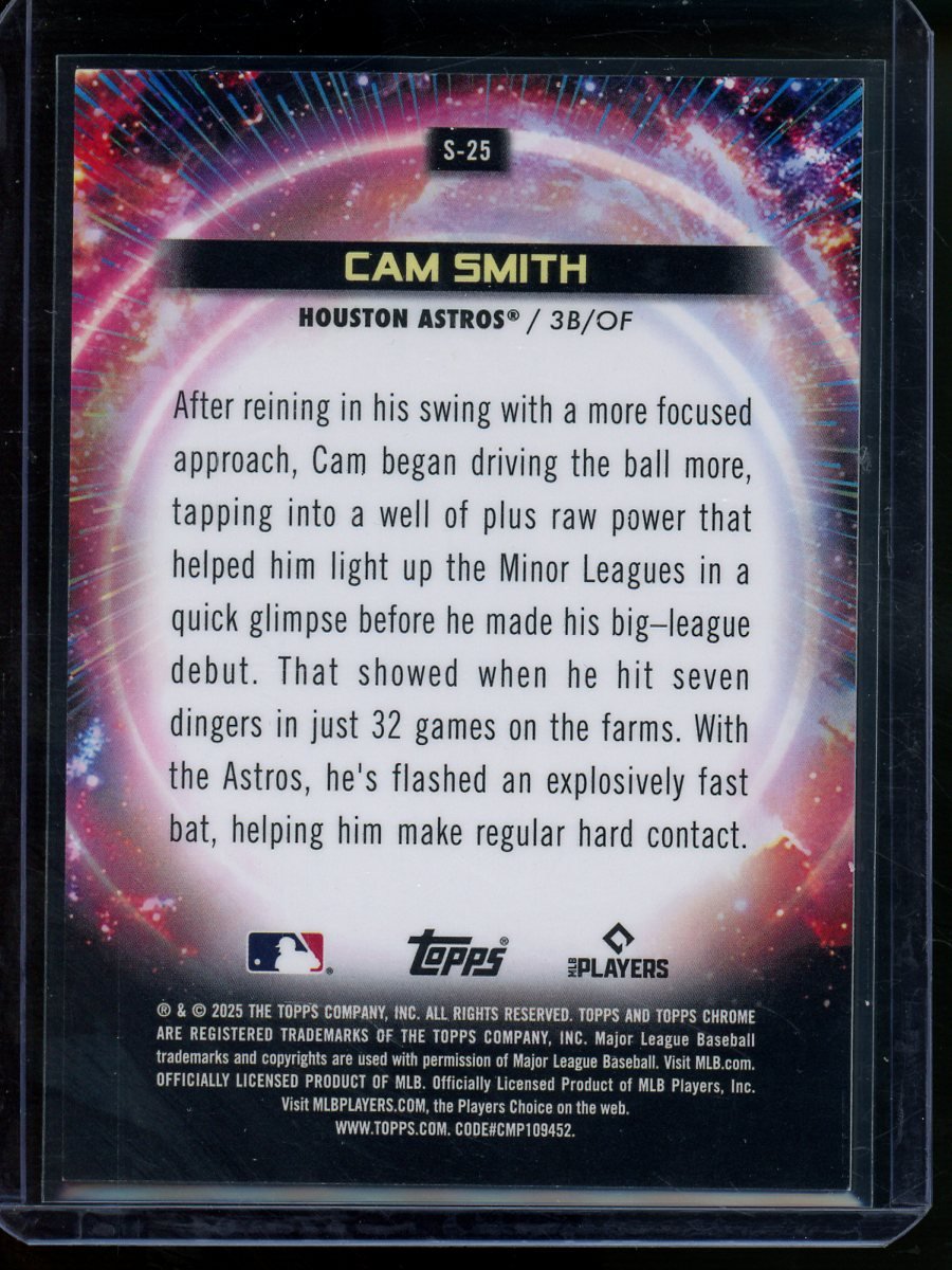 2025 Topps Chrome Cosmic Baseball Cam Smith Rookie Supernova SSP Black /10 Astros - Trading Card Market