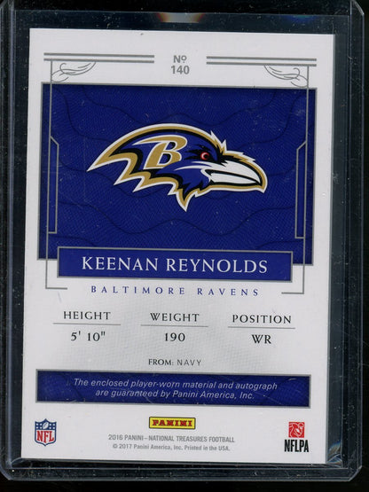 2016 Panini National Treasures Football Keenan Reynolds Rookie Patch Autograph /5 Ravens - Trading Card Market