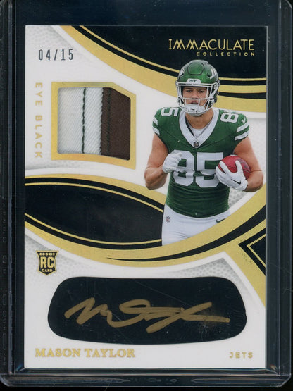 2025 Panini Immaculate Football Mason Taylor Rookie Patch Autograph Eye Black /15 Jets - Trading Card Market
