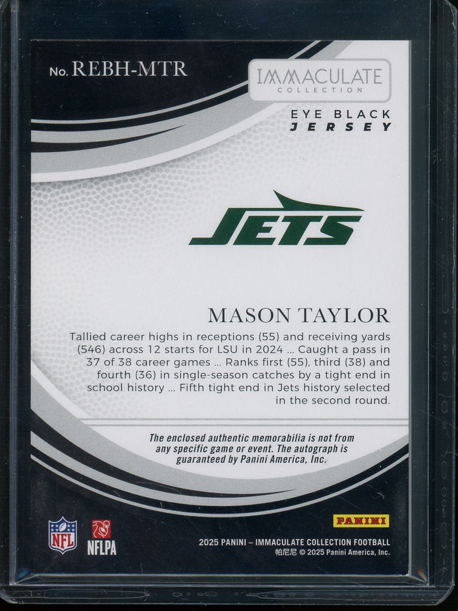 2025 Panini Immaculate Football Mason Taylor Rookie Patch Autograph Eye Black /15 Jets - Trading Card Market