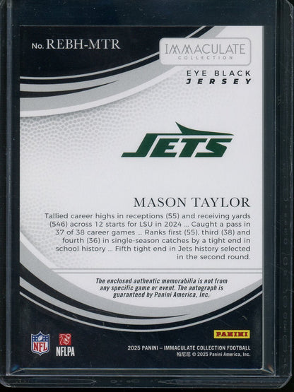 2025 Panini Immaculate Football Mason Taylor Rookie Patch Autograph Eye Black /15 Jets - Trading Card Market
