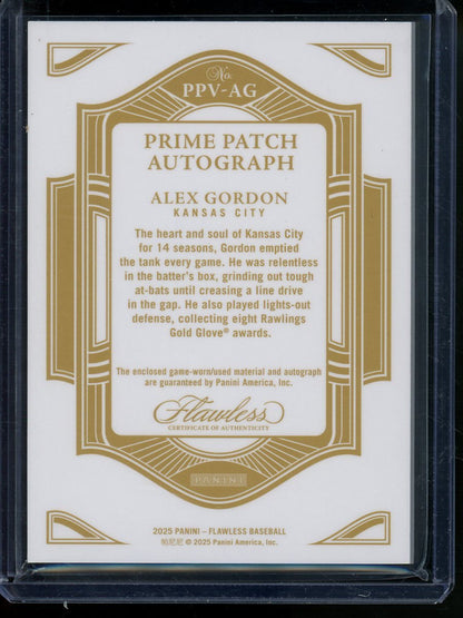 2025 Panini Flawless Baseball Alex Gordon Prime Patch Autograph /15 Royals - Trading Card Market