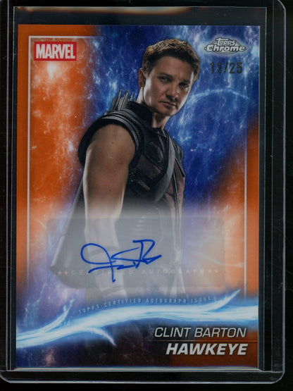 2025 Topps Chrome Jeremy Renner Orange Autograph /25 Clint Barton Hawkeye Avengers - Trading Card Market