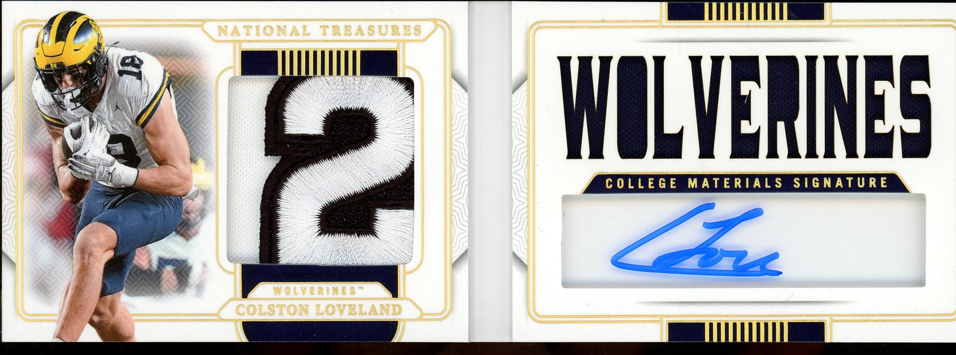 2025 Panini National Treasures Collegiate Colston Loveland 1/1 Rookie Booklet Autograph Patch - Trading Card Market
