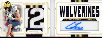 2025 Panini National Treasures Collegiate Colston Loveland 1/1 Rookie Booklet Autograph Patch - Trading Card Market