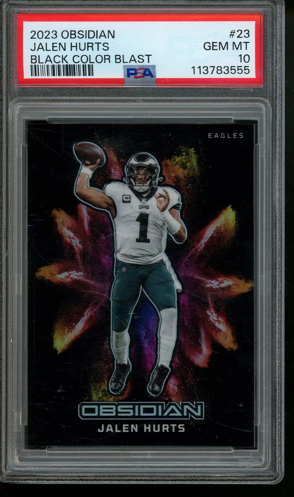 2023 Panini Obsidian Jalen Hurts Black Color Blast Case Hit PSA 10 Eagles - Trading Card Market