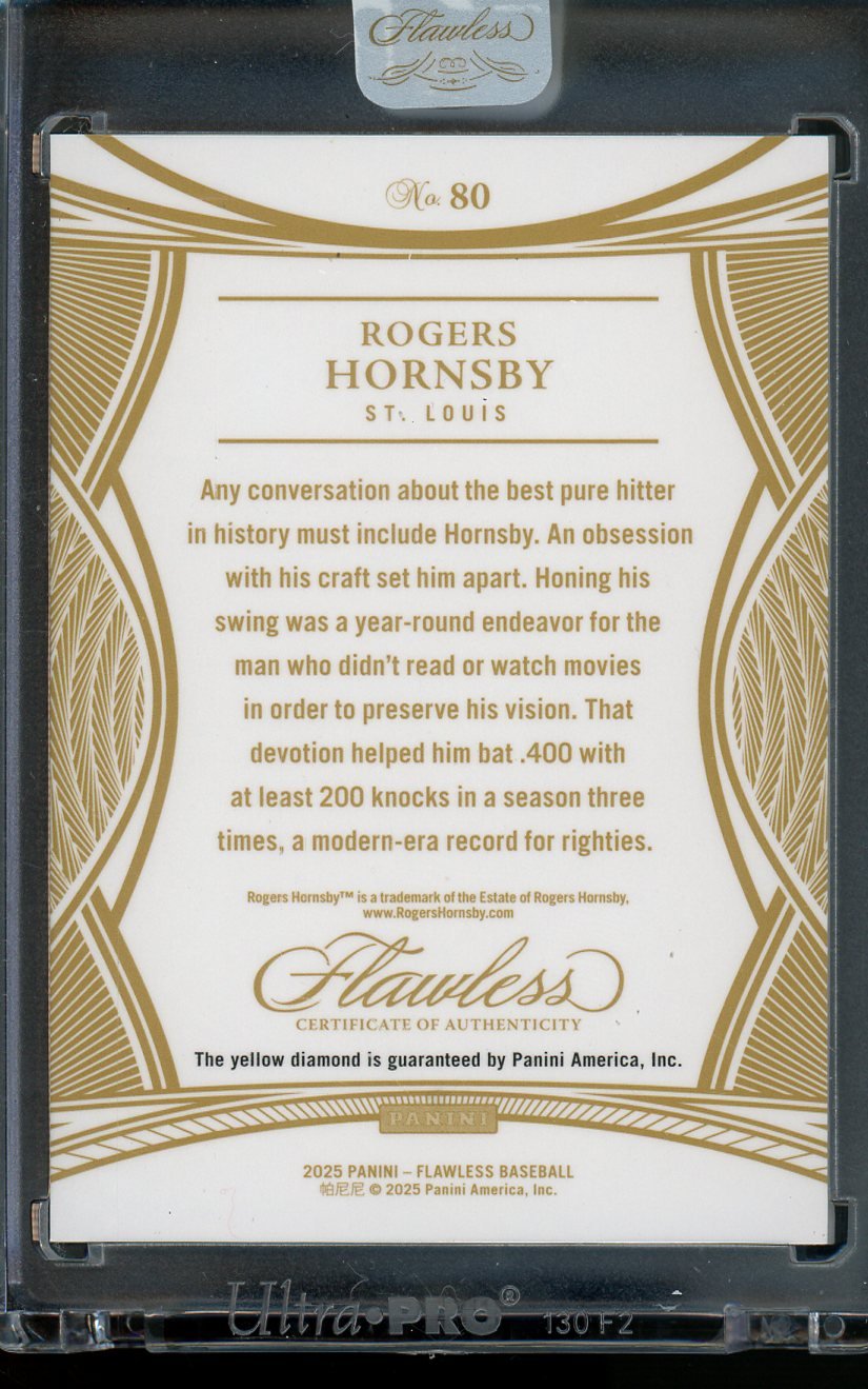 2025 Panini Flawless Rogers Hornsby Legends Yellow Diamond /10 Cardinals - Trading Card Market