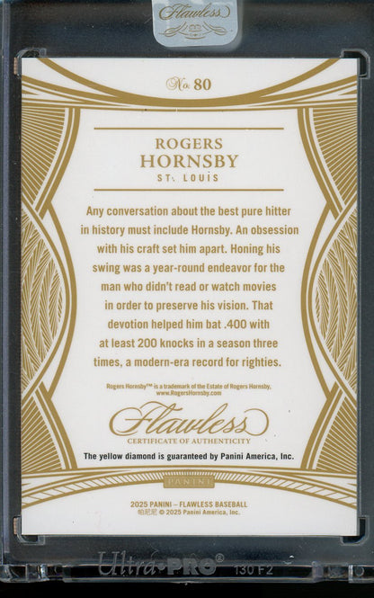2025 Panini Flawless Rogers Hornsby Legends Yellow Diamond /10 Cardinals - Trading Card Market
